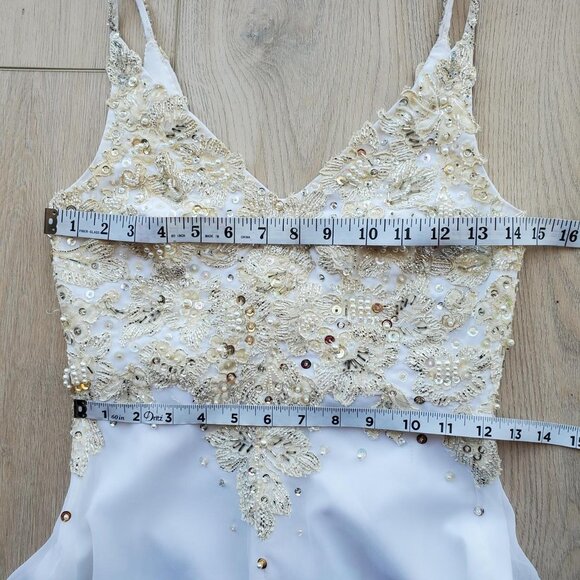 Antonio Miami Vintage 90s Beaded White Sleeveless A Line Midi Dress - Picture 7 of 8